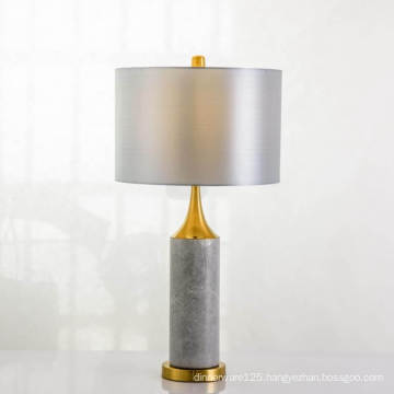 Gray textured marble fabric lamp shade table lamp